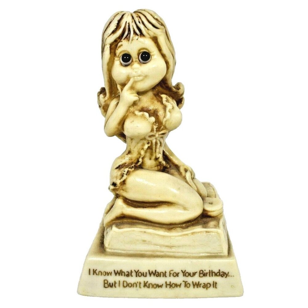 Russ Berrie: I Know What You Want For Your Birthday... Sexy Girl Figure Vintage